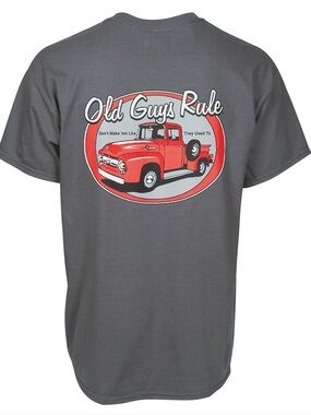 Brand New! Old Guys Rule Gray Graphic T-Shirt with Red Truck!